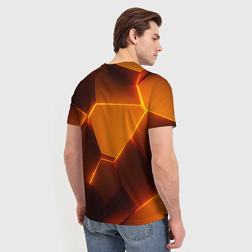 Мужская футболка Оранжевые объемные пластины / 3D-принт – фото 4