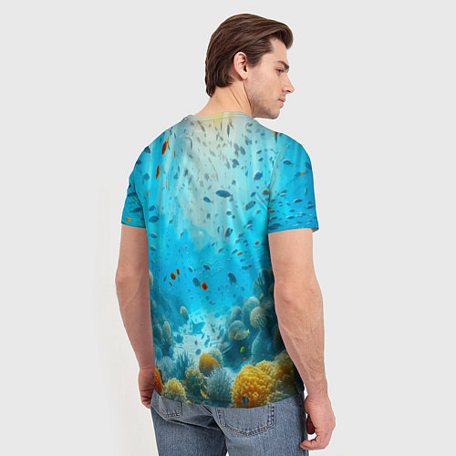 Мужская футболка Белая акула в коралловом рифе / 3D-принт – фото 4