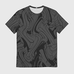 Футболка мужская Тёмно-серый абстракция лниии, цвет: 3D-принт