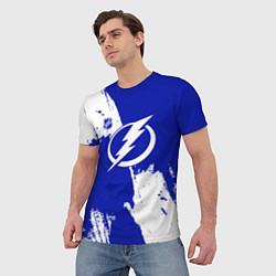 Футболка мужская Тампа Бэй Лайтнинг - синяя краска, цвет: 3D-принт — фото 2