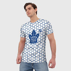 Футболка мужская Торонто Мейпл Лифс - белые соты, цвет: 3D-принт — фото 2