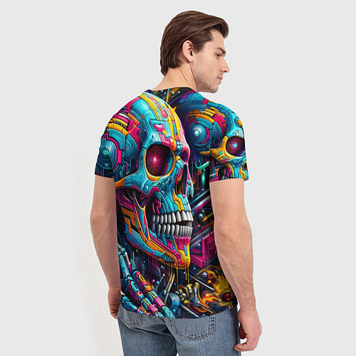 Мужская футболка Cyber skull - pattern / 3D-принт – фото 4