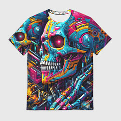 Мужская футболка Cyber skull - pattern