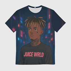 Мужская футболка Juice WRLD - Неоновый аниме арт