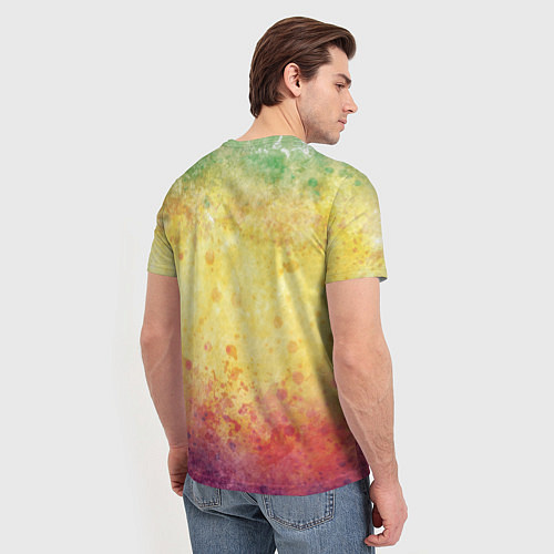 Мужская футболка Абстракция - layers of green, yellow and red / 3D-принт – фото 4