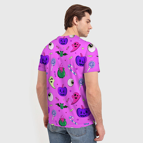 Мужская футболка Halloween pink / 3D-принт – фото 4