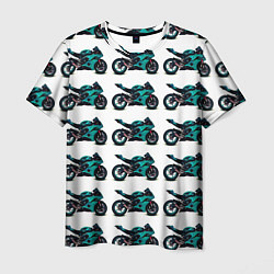 Мужская футболка Motorbike light blue