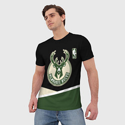 Футболка мужская Милуоки Бакс - линии, цвет: 3D-принт — фото 2