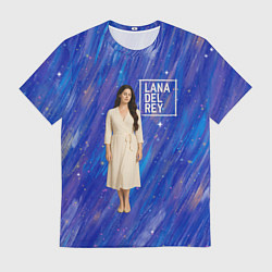 Футболка мужская Lana Del Rey в белом классическом платье на синем, цвет: 3D-принт