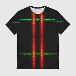 Футболка мужская Color black green red lines, цвет: 3D-принт