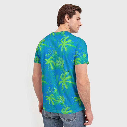 Мужская футболка Palm light green light blue / 3D-принт – фото 4