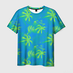 Футболка мужская Palm light green light blue, цвет: 3D-принт