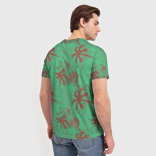 Мужская футболка Palm brown turquoise / 3D-принт – фото 4