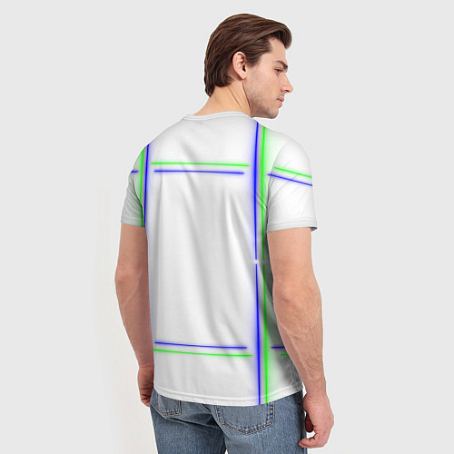 Мужская футболка Neon white green light blue / 3D-принт – фото 4