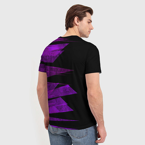 Мужская футболка Color purple black stripes / 3D-принт – фото 4