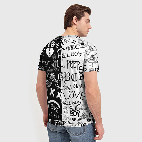 Мужская футболка Doom x liil peep pattern black / 3D-принт – фото 4