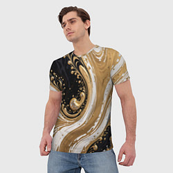 Футболка мужская Черный агат и жидкое золото, цвет: 3D-принт — фото 2