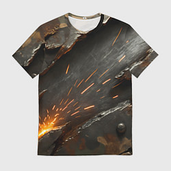Футболка мужская Искры метала под камуфляжем, цвет: 3D-принт