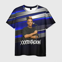 Мужская футболка XXXTentacion с микрофоном довольный