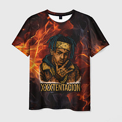 Мужская футболка XXXTentacion на фоне огня