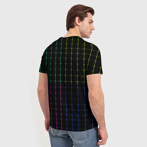 Мужская футболка Color black multicolored stripes / 3D-принт – фото 4