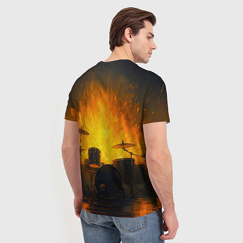Мужская футболка Гитарист играющий в пламени / 3D-принт – фото 4