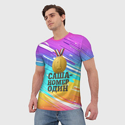 Футболка мужская Медаль Саша номер один, цвет: 3D-принт — фото 2