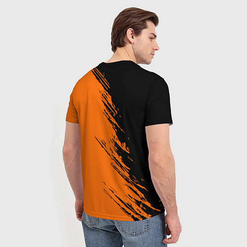 Мужская футболка Half Life - black and orange / 3D-принт – фото 4