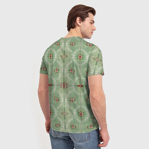 Мужская футболка Обои в цветочек / 3D-принт – фото 4