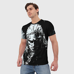 Футболка мужская Ведьмак черно-белый портрет, цвет: 3D-принт — фото 2