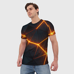 Футболка мужская Оранжевые геометрические лучи, цвет: 3D-принт — фото 2