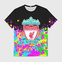 Мужская футболка Ливерпуль неоновые краски текстура