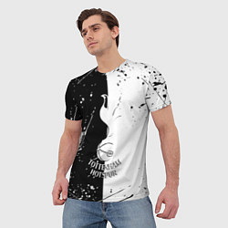 Футболка мужская Тоттенхэм черно белые брызги, цвет: 3D-принт — фото 2