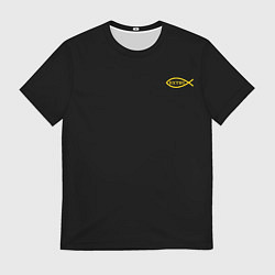 Мужская футболка Симъ победиши черно-оранжевый арт