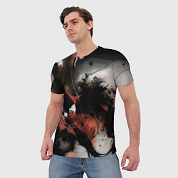 Футболка мужская Тёмные краски абстракция красно-чёрный, цвет: 3D-принт — фото 2