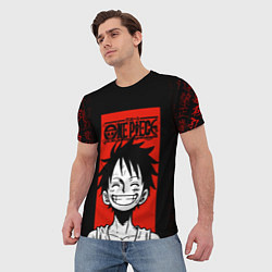 Футболка мужская Ван Пис, Луффи на красном, цвет: 3D-принт — фото 2