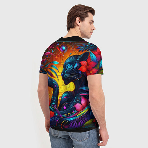 Мужская футболка Грациозная пантера среди тропических цветов / 3D-принт – фото 4