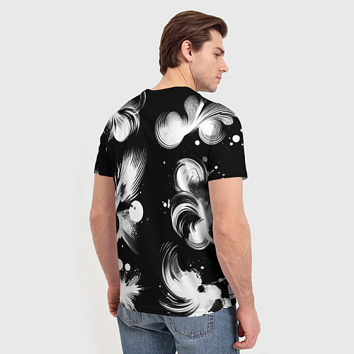 Мужская футболка Чёрно-белый абстрактный паттерн / 3D-принт – фото 4