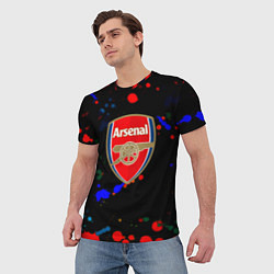 Футболка мужская Arsenal неоновые брызги красок, цвет: 3D-принт — фото 2