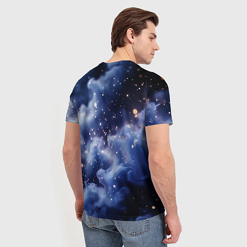 Мужская футболка 2026 синяя дымка с искрами / 3D-принт – фото 4