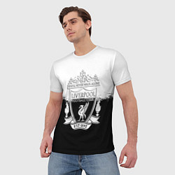Футболка мужская Liverpool краски черно белые, цвет: 3D-принт — фото 2
