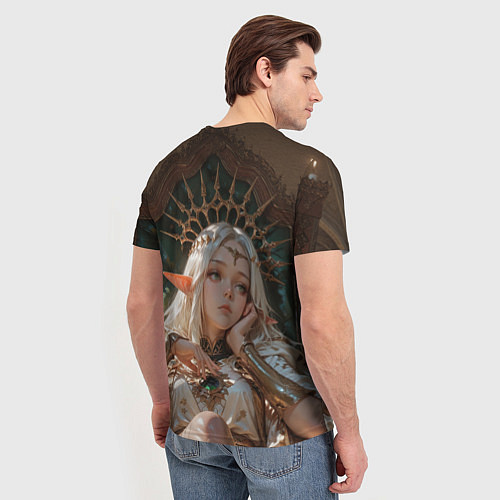 Мужская футболка Беловолосая королева эльфов на троне / 3D-принт – фото 4