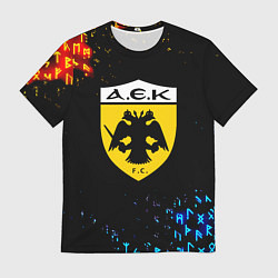 Мужская футболка AEK огненные символы