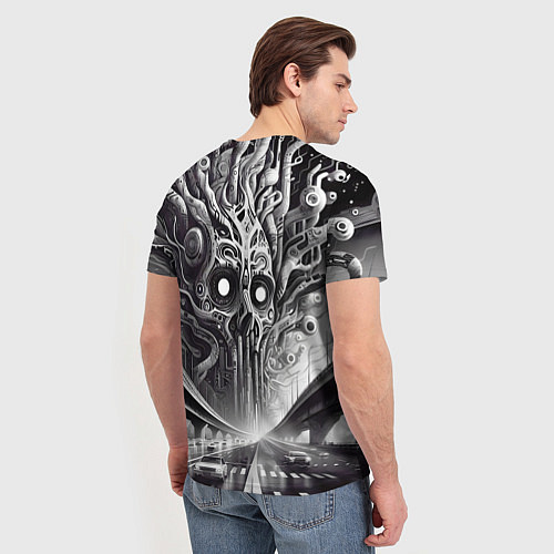 Мужская футболка Art skull in metropolis - ai art fantasy / 3D-принт – фото 4