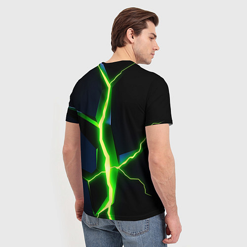 Мужская футболка Neon green glow / 3D-принт – фото 4