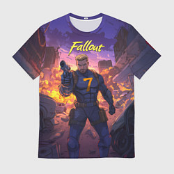 Футболка мужская Fallout седьмой на фоне взрывов, цвет: 3D-принт