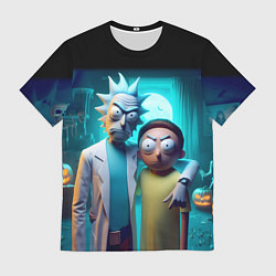 Мужская футболка Rick with Morty - halloween night