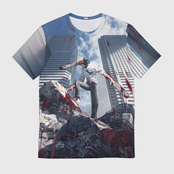 Мужская футболка Denji in city Chainsaw man