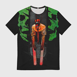 Мужская футболка Дэндзи с черепами Человек бензопила