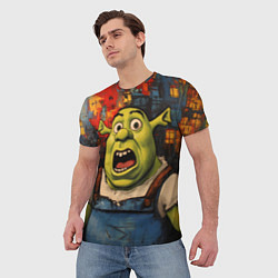 Футболка мужская Удивленный Шрек, цвет: 3D-принт — фото 2